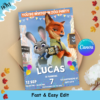 Zootopia Birthday Invitation