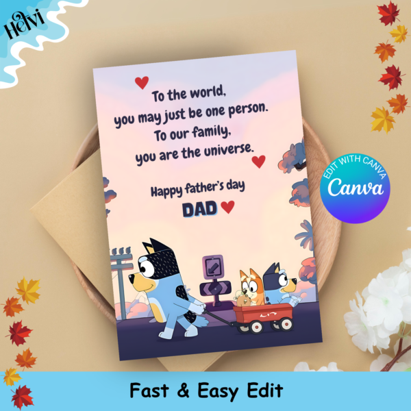 bluey high quality fathers day card