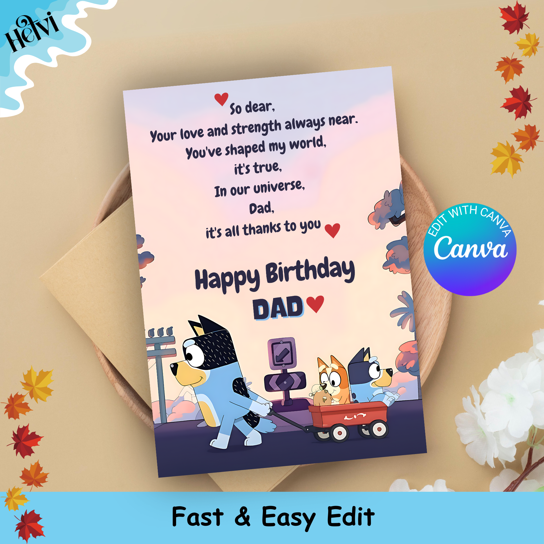 thumbnail of bluey dad birthday card canva template