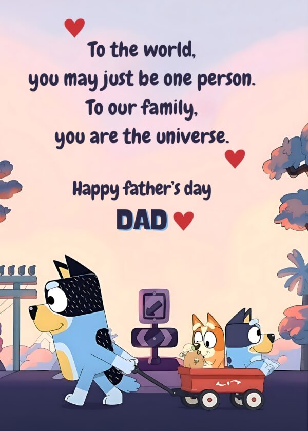 Personalized Bluey Father's Day Card - Customizable Digital Download - Funny "Big Fella" Card - gift, dad card