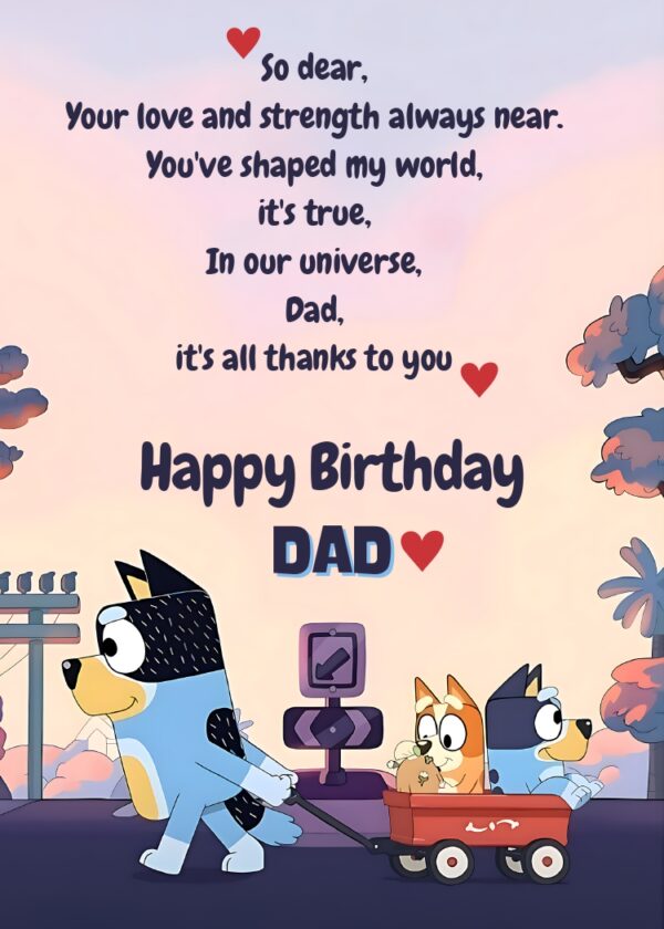 Bluey dad birthday card