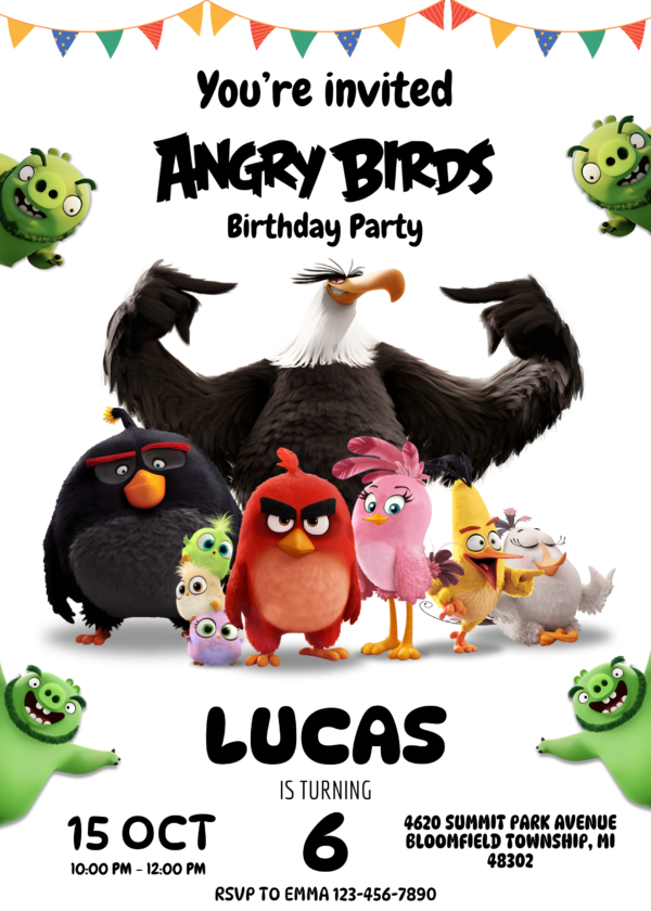 Angry Birds Birthday Invitation