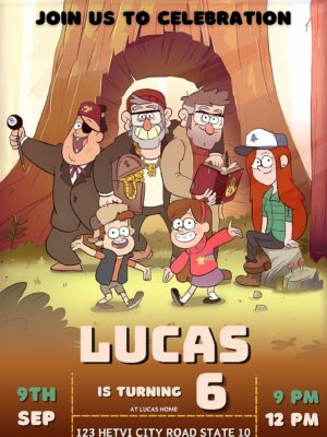 Gravity Falls birthday invitation card