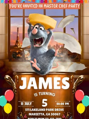 Ratatouille Birthday Invitation, Customizable Ratatouille Birthday Invite, Printable Party Decor, Instant Download